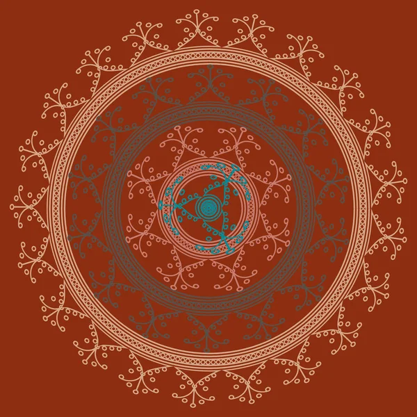 Jednoduché Barevné Abstraktní Mandala Skládá Jednoduchých Tvarů Světlé Kruhový Ornament — Stockový vektor