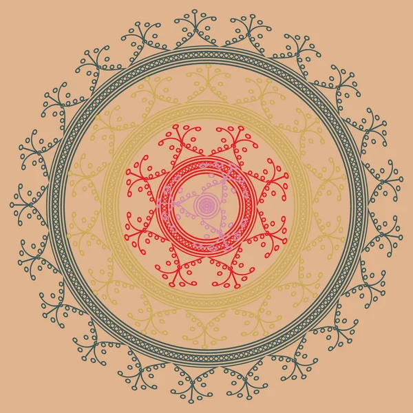 Basit renkli soyut mandala. Parlak dairesel süsleme basit şekiller oluşur. 