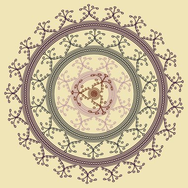 Basit renkli soyut mandala. Parlak dairesel süsleme basit şekiller oluşur. 