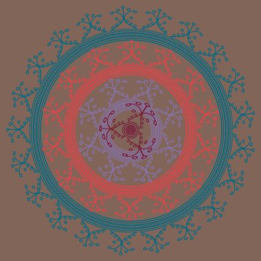 Basit renkli soyut mandala. Parlak dairesel süsleme basit şekiller oluşur. 