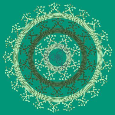 Basit renkli soyut mandala. Parlak dairesel süsleme basit şekiller oluşur. 