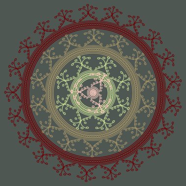 Basit renkli soyut mandala. Parlak dairesel süsleme basit şekiller oluşur. 