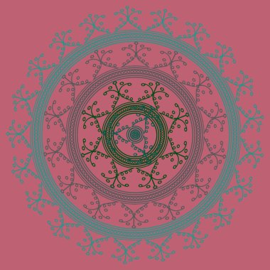 Basit renkli soyut mandala. Parlak dairesel süsleme basit şekiller oluşur. 