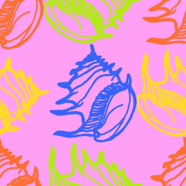 Yaz güzel çok renkli deniz kabukları sorunsuz arka plan soyut.