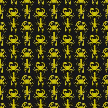 Yengeç ve ıstakoz, vektör çizim ile yaz arka plan 