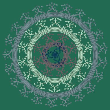 Basit renkli soyut mandala. Parlak dairesel süsleme basit şekiller oluşur. 