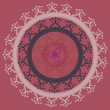 Basit renkli soyut mandala. Parlak dairesel süsleme basit şekiller oluşur. 