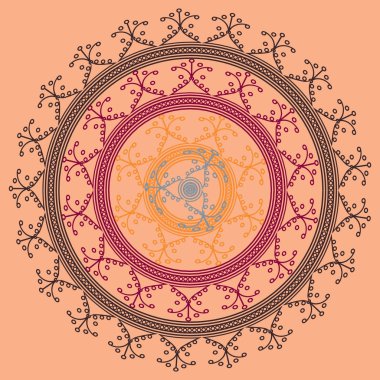 Basit renkli soyut mandala. Parlak dairesel süsleme basit şekiller oluşur. 