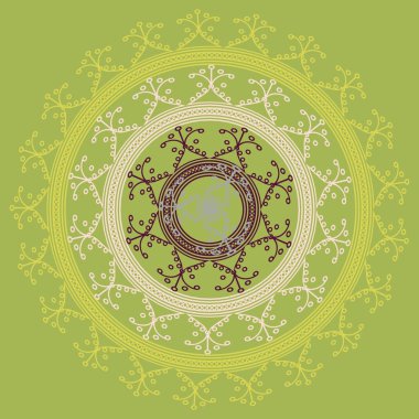 Basit renkli soyut mandala. Parlak dairesel süsleme basit şekiller oluşur. 