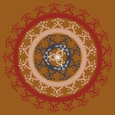 Basit renkli soyut mandala. Parlak dairesel süsleme basit şekiller oluşur. 