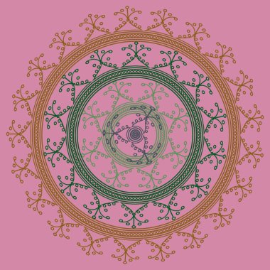 Basit renkli soyut mandala. Parlak dairesel süsleme basit şekiller oluşur. 