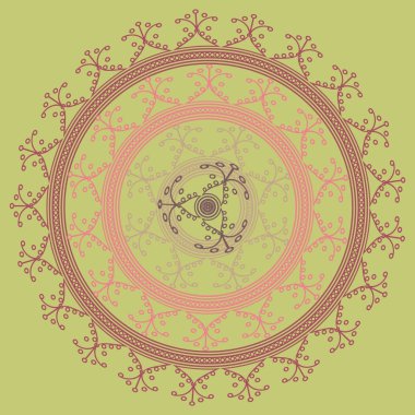 Basit renkli soyut mandala. Parlak dairesel süsleme basit şekiller oluşur. 