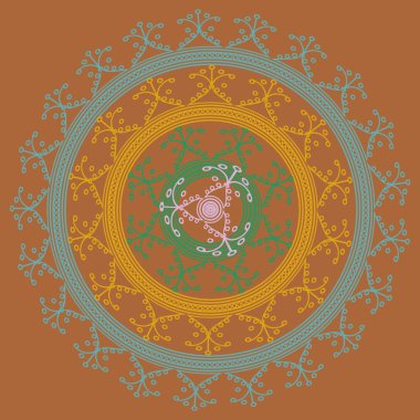 Basit renkli soyut mandala. Parlak dairesel süsleme basit şekiller oluşur. 