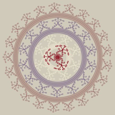 Basit renkli soyut mandala. Parlak dairesel süsleme basit şekiller oluşur. 