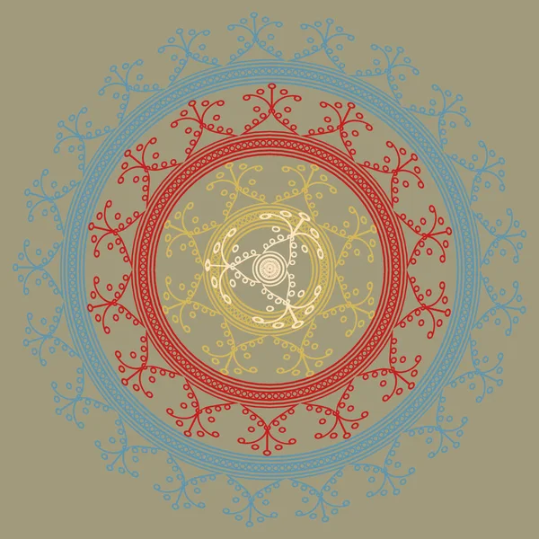 Basit renkli soyut mandala. Parlak dairesel süsleme basit şekiller oluşur. 