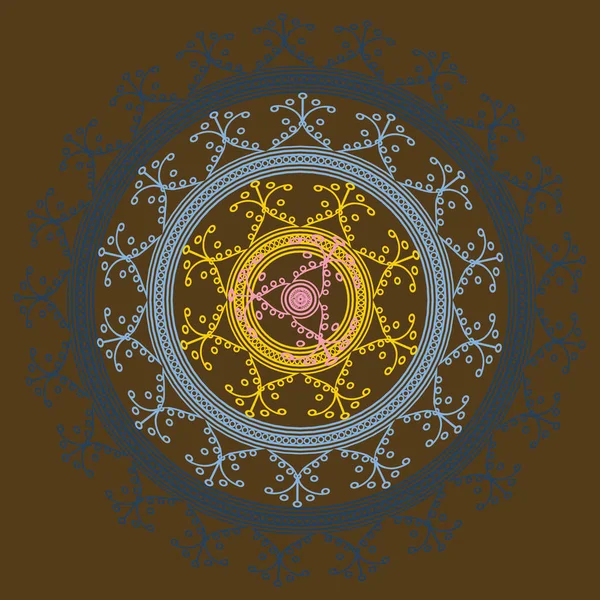 Basit renkli soyut mandala. Parlak dairesel süsleme basit şekiller oluşur. 