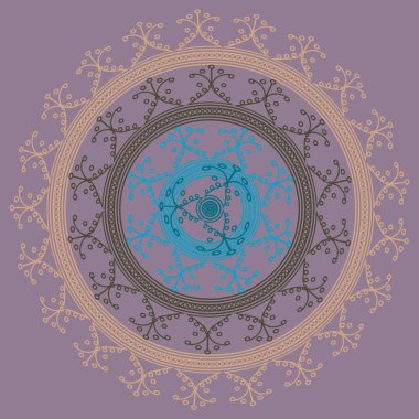 Basit renkli soyut mandala. Parlak dairesel süsleme basit şekiller oluşur. 