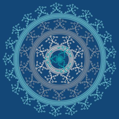 Basit renkli soyut mandala. Parlak dairesel süsleme basit şekiller oluşur. 