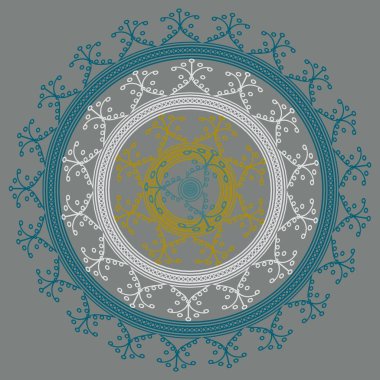 Basit renkli soyut mandala. Parlak dairesel süsleme basit şekiller oluşur. 