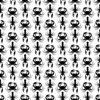 Yengeç ve ıstakoz, vektör çizim ile yaz arka plan 