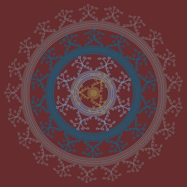 Basit renkli soyut mandala. Parlak dairesel süsleme basit şekiller oluşur. 