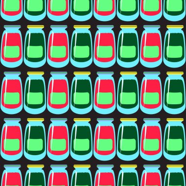 Kavanoz ile rustik ev konserve yeni dikişsiz desen arka planı için.