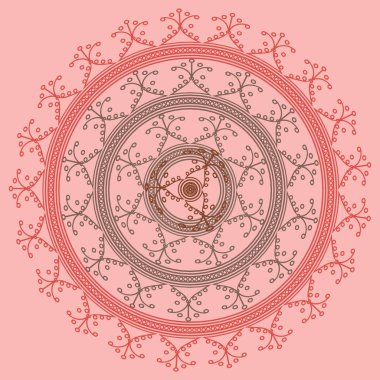 Basit renkli soyut mandala. Parlak dairesel süsleme basit şekiller oluşur. 