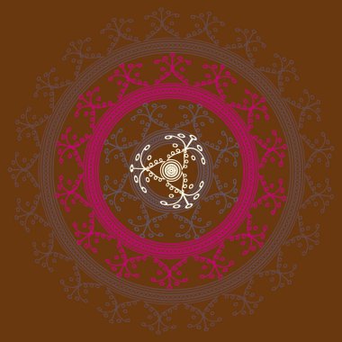 Basit renkli soyut mandala. Parlak dairesel süsleme basit şekiller oluşur. 