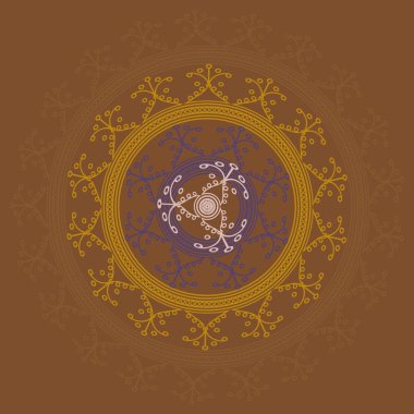 Basit renkli soyut mandala. Parlak dairesel süsleme basit şekiller oluşur. 