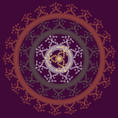 Basit renkli soyut mandala. Parlak dairesel süsleme basit şekiller oluşur. 