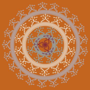 Basit renkli soyut mandala. Parlak dairesel süsleme basit şekiller oluşur. 