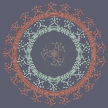 Basit renkli soyut mandala. Parlak dairesel süsleme basit şekiller oluşur. 