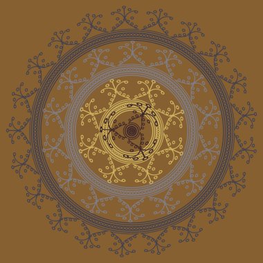 Basit renkli soyut mandala. Parlak dairesel süsleme basit şekiller oluşur. 