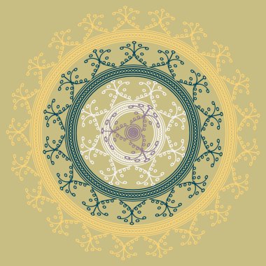 Basit renkli soyut mandala. Parlak dairesel süsleme basit şekiller oluşur. 