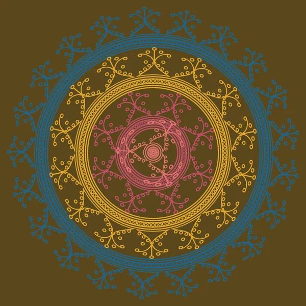 Basit renkli soyut mandala. Parlak dairesel süsleme basit şekiller oluşur. 