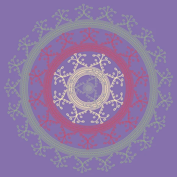 Mandala Abstracto Colorido Simple Ornamento Circular Brillante Consiste Formas Simples — Vector de stock