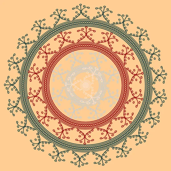 Mandala Abstracto Colorido Simple Ornamento Circular Brillante Consiste Formas Simples — Vector de stock