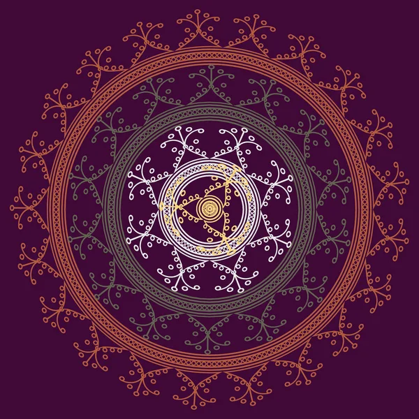 Basit renkli soyut mandala. Parlak dairesel süsleme basit şekiller oluşur. 