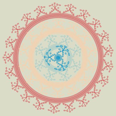 Basit renkli soyut mandala. Parlak dairesel süsleme basit şekiller oluşur. 