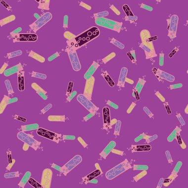 Kimya test tüpleri parlak arka plan üzerinde. Seamless modeli.