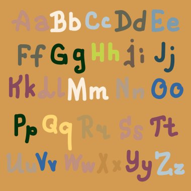 Elle çizilmiş alfabe. Boyalı harfleri fırça. El yazı ve özel tipografi tasarımları logo ve afiş, davetiye ve kartları için