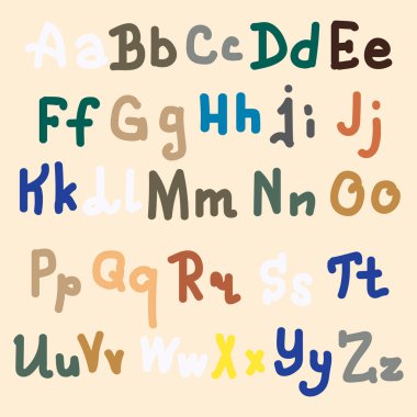 Elle çizilmiş alfabe. Boyalı harfleri fırça. El yazı ve özel tipografi tasarımları logo ve afiş, davetiye ve kartları için