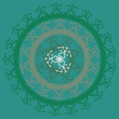 Basit renkli soyut mandala. Parlak dairesel süsleme basit şekiller oluşur. 