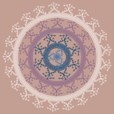 Basit renkli soyut mandala. Parlak dairesel süsleme basit şekiller oluşur. 