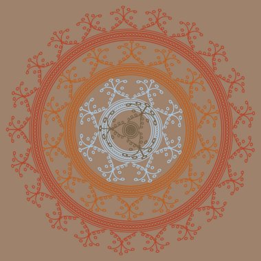 Basit renkli soyut mandala. Parlak dairesel süsleme basit şekiller oluşur. 