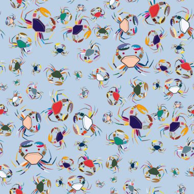 Yengeç ile renkli seamless modeli. çok renkli çizimi