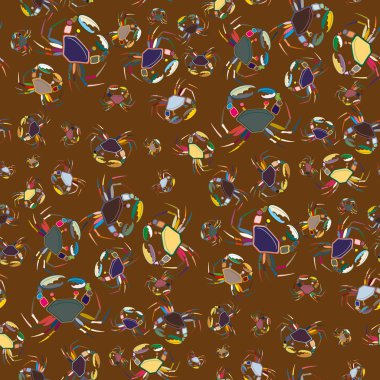 Yengeç ile renkli seamless modeli. çok renkli çizimi