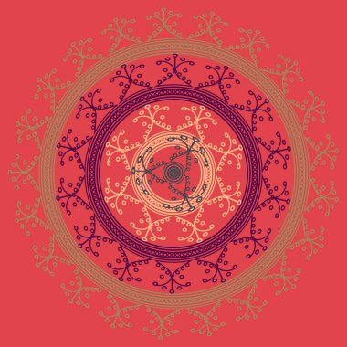 Basit renkli soyut mandala. Parlak dairesel süsleme basit şekiller oluşur. 