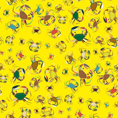 Yengeç ile renkli seamless modeli. çok renkli çizimi