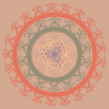 Basit renkli soyut mandala. Parlak dairesel süsleme basit şekiller oluşur. 